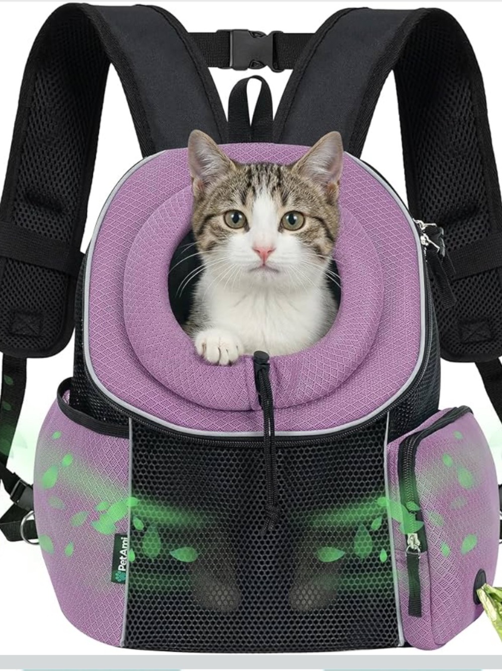 PetAmi Cat & Dog Front Chest Carrier Backpack, Max 14 lbs, Purple